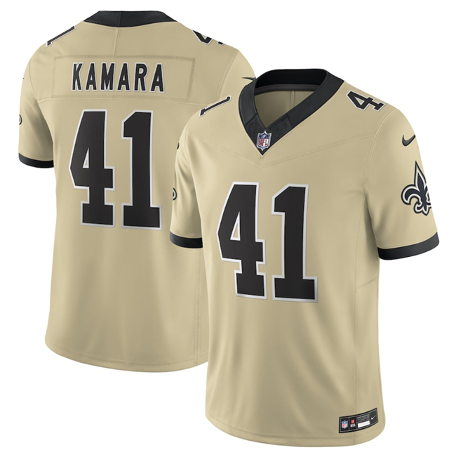 Men's New Orleans Saints #41 Alvin Kamara Nike Gameday Golds 2025 F.U.S.E. Alternate Vapor Limited Stitched Football Jersey - Gold