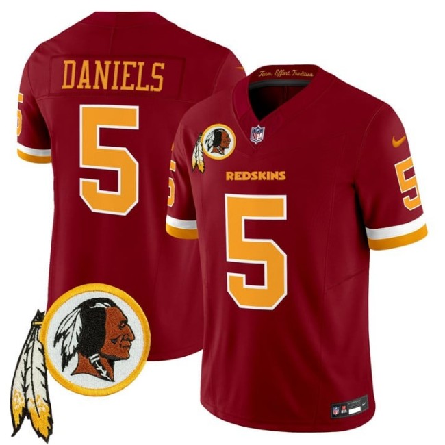 Men's Nike Washington Redskins #5 Jayden Daniels Throwback Vapor Limited Stitched NFL Jersey V3 - Burgundy