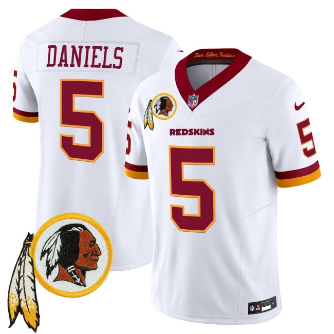 Men's Nike Washington Redskins #5 Jayden Daniels Throwback Vapor Limited Stitched NFL Jersey V3 - White