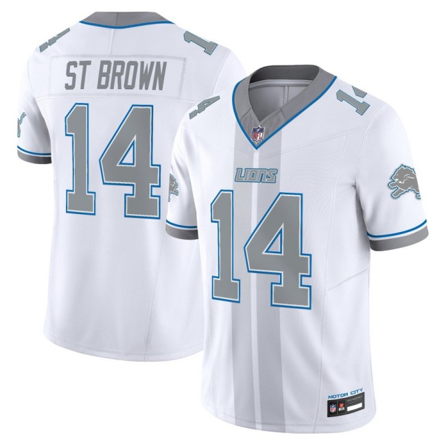 Men's Detroit Lions #14 St. Brown 'Motor City Racing Edition' Nike Limited NFL Jersey - White
