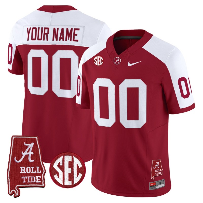 Alabama Crimson Tide Custom Throwback Nike FUSE Limited Stitched Football Jersey Crimson White - Alabama Map