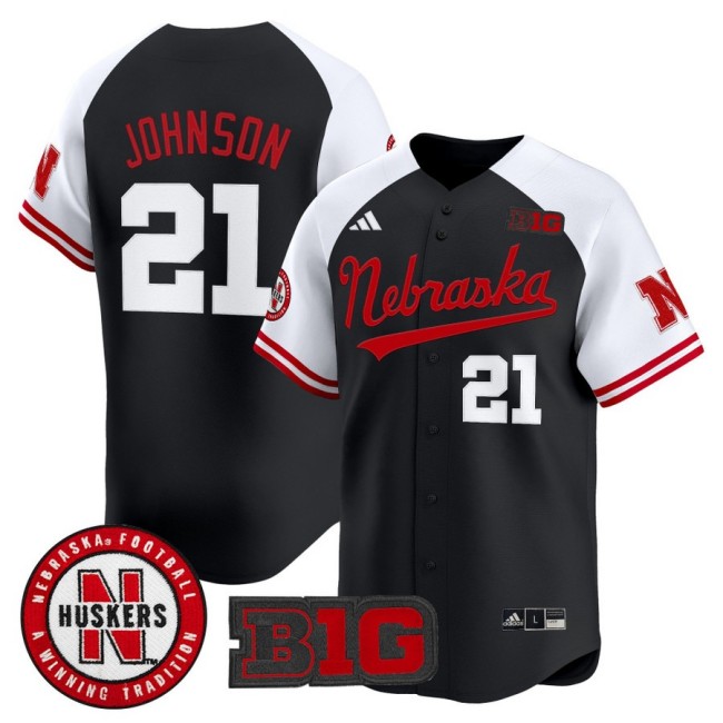 Men's Nebraska Huskers #21 Emmett Johnson 2025 Vapor Baseball Jersey - Black White