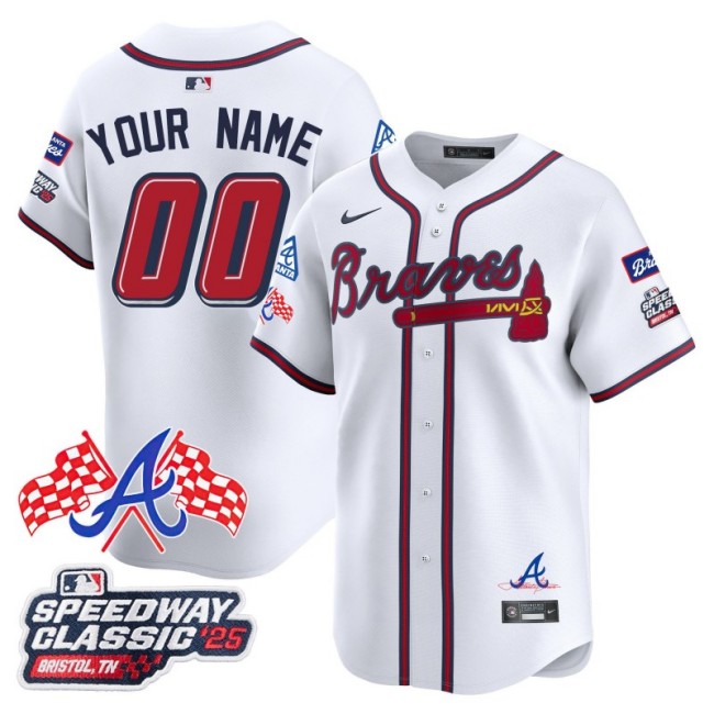 Nike Atlanta Braves 2025 Speedway Classic Limited Custom MLB Jersey White - All Stitched