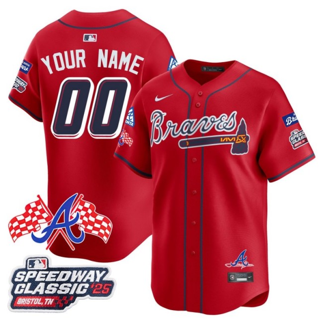 Nike Atlanta Braves 2025 Speedway Classic Limited Custom MLB Jersey Red - All Stitched