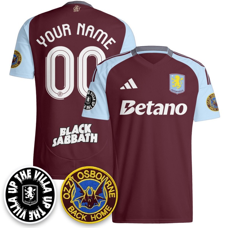 Aston Villa Ozzy Osbourne Back Home Custom Soocer Club adidas Jersey - Black Sabbath
