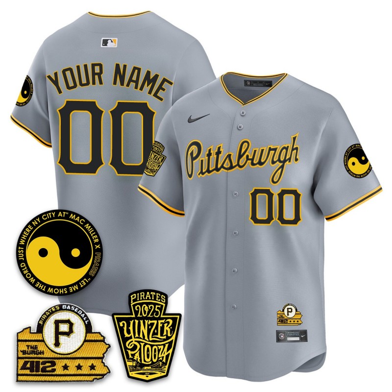 Yinzerpalooza 2025 PGH Pirates Custom MLB Limited Nike Jersey Grey - All Stitched