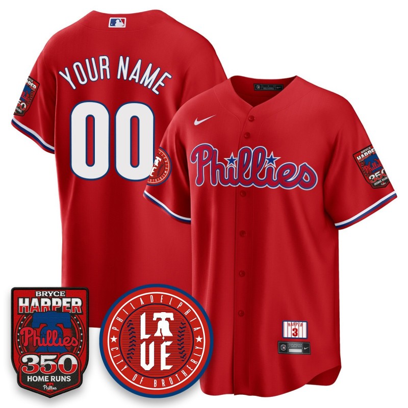 Phila. Phillies Bryce Harper 350 Home Runs Nike MLB Custom Jersey Red - All Stitched
