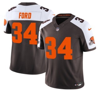 Youth Cleveland Browns #34 Jerome Ford Brown White 'Alpha Dawg Edition' Nike FUSE Vapor Limited NFL Jersey