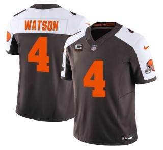 Youth Cleveland Browns #4 Deshaun Watson Brown White 'Alpha Dawg Edition' Nike FUSE Vapor Limited NFL Jersey - 4-Star C Patch
