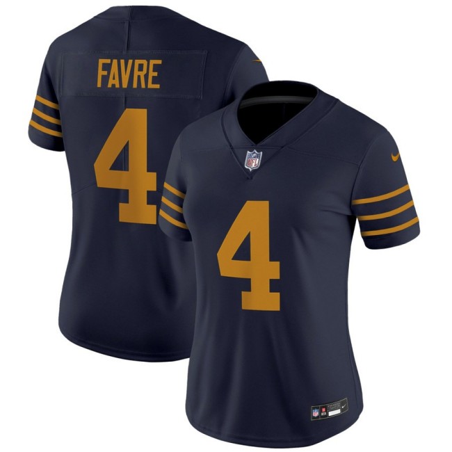 Women's Green Bay Packers #4 Brett Favre Navy The 1923 Classic Nike Vapor Limited Stitched NFL Jersey