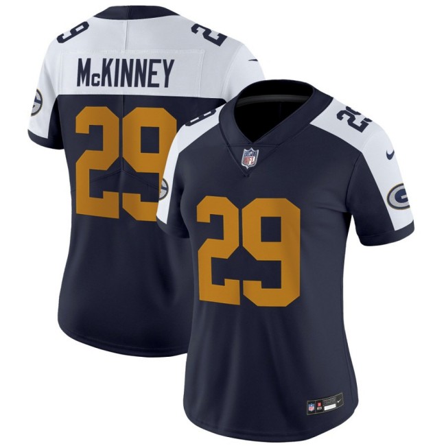 Women's Green Bay Packers #29 Xavier McKinney Navy Alternate The 1923 Classic Nike Vapor Limited Stitched NFL Jersey