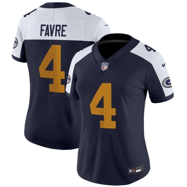 Women's Green Bay Packers #4 Brett Favre Navy Alternate The 1923 Classic Nike Vapor Limited Stitched NFL Jersey