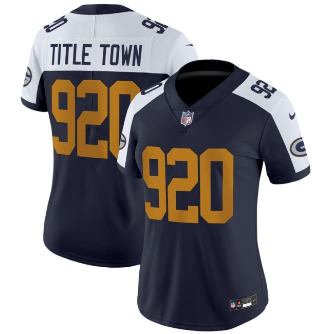 Women's Green Bay Packers 920 Title Town Navy Alternate The 1923 Classic Nike Vapor Limited Stitched NFL Jersey