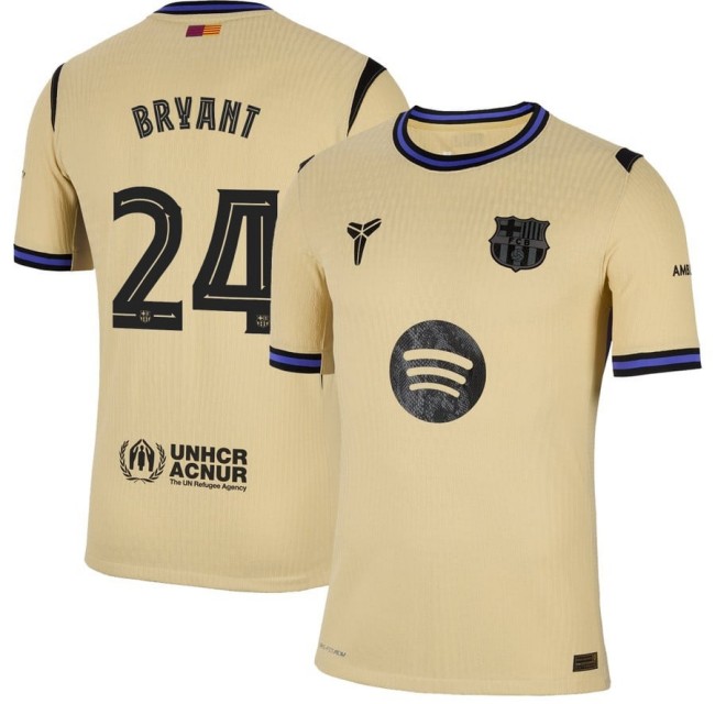Men's FC Barcelona x Kobe Bryant Brand #24 Team Gold 2025-26 Nike Limited The Second Kit Jersey