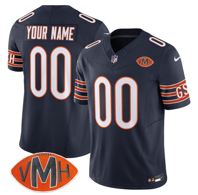 Chicago Bears Custom 'VMH' Navy 2025 Nike F.U.S.E. Vapor Limited Stitched NFL Football Jersey - honor Virginia McCaskey Patch