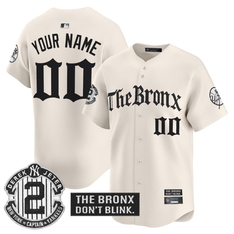Yankees 'The Bronx - Gothic Ink Drop Edition' Custom Vapor Premier Limited Stitched Baseball Jersey Cream