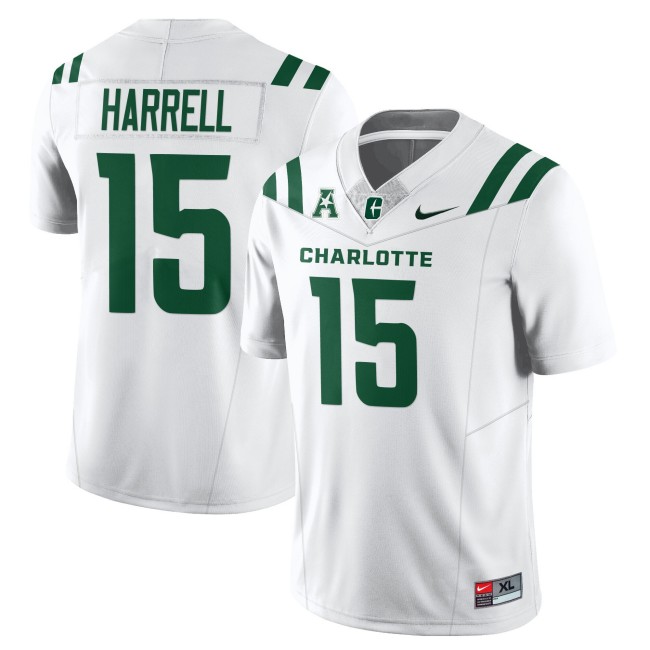 Men's Charlotte 49ers #15 Conner Harrell White 2025 Nike Vapor Limited Stitched Football Jersey