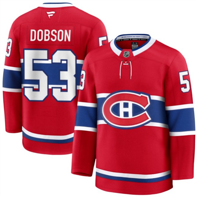 Men's Montreal Canadiens #53 Noah Dobson Red 2024-25 Stitched Jersey