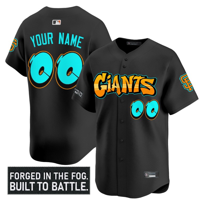 San Francisco Giants Custom 'Graffiti Fog City Drop' Limited Stitched Jersey Black