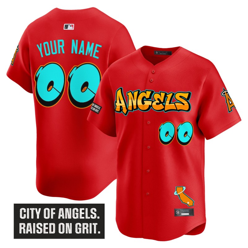 Los Angeles Angels Custom 'Graffiti Halo Drop Edition' Limited Stitched Jersey Red