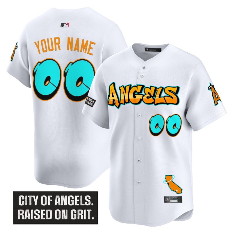 Los Angeles Angels Custom 'Graffiti Halo Drop Edition' Limited Stitched Jersey White