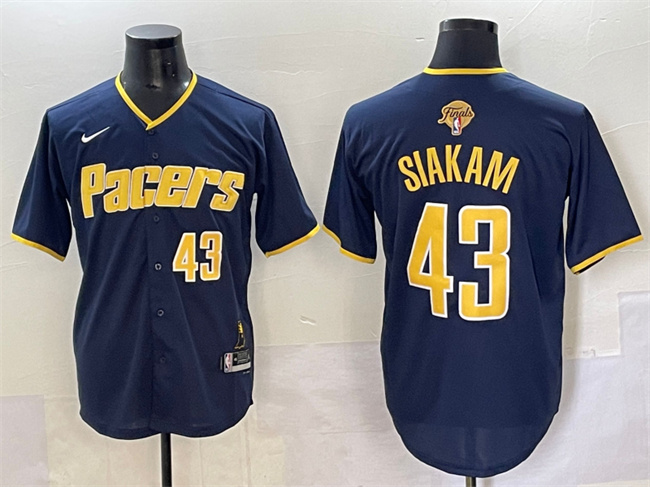 Men's Indiana Pacers #43 Pascal Siakam Navy 2025 Finals Vapor Stitched Baseball Jersey