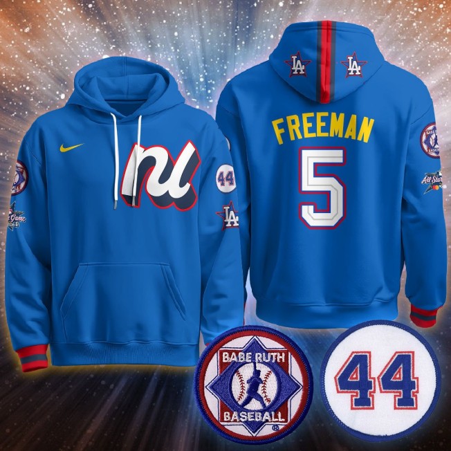 Men's National League #5 Freddie Freeman Blue 2025 MLB All-Star Stitched Hoodie