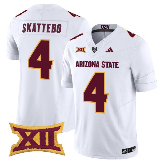 Men's Arizona State Sun Devils #4 Cam Skattebo White 2025 Vapor Limited Stitched Football Jersey
