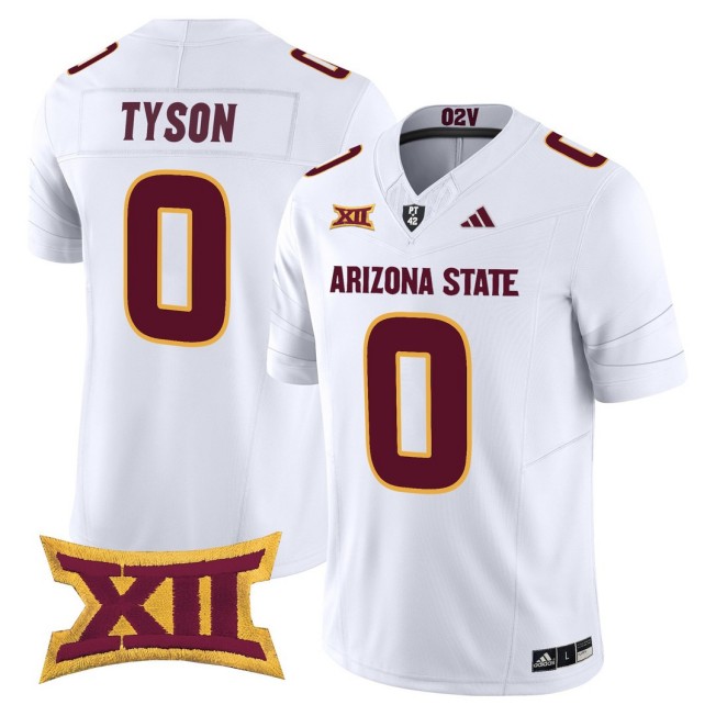 Men's Arizona State Sun Devils #0 Jordyn Tyson White 2025 Vapor Limited Stitched Football Jersey