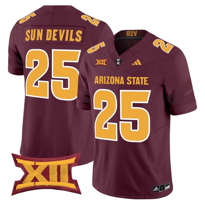 Men's Arizona State #25 Sun Devils Maroon 2025 Vapor Limited Stitched Football Jersey