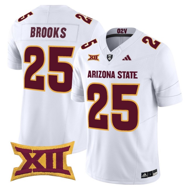 Men's Arizona State Sun Devils #25 DeCarlos Brooks White 2025 Vapor Limited Stitched Football Jersey