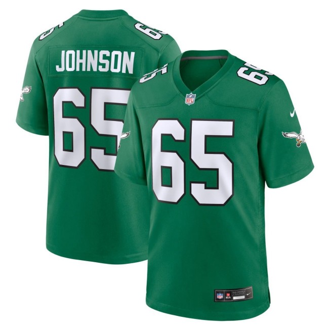 Men's Philadelphia Eagles #65 Lane Johnson Kelly Green Stitched Game Football Jersey