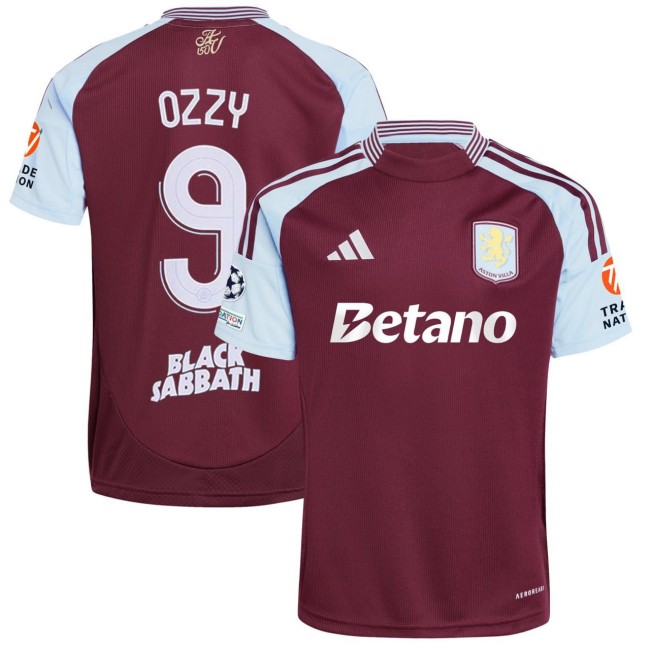 Men's Ozzy Osbourne #9 Aston Villa x Black Sabbath Home adidas Jersey