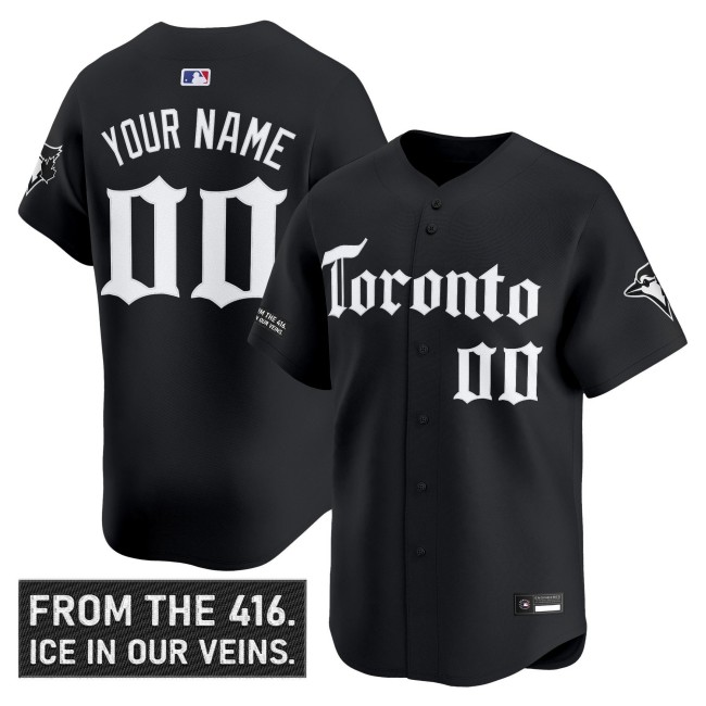 Toronto Blue Jays Custom 'Gothic North Edition' Limited Stitched MLB Jersey - Black