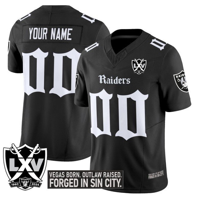 Las Vegas Raiders Custom 'Gothic Sin City Shadows Edition' Vapor Limited Stitched Jersey V2 - Black