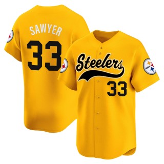 Men's Pittsburgh Steelers #33 Jack Sawyer Gold 2025 Vapor Limited Stitched Baseball Jersey