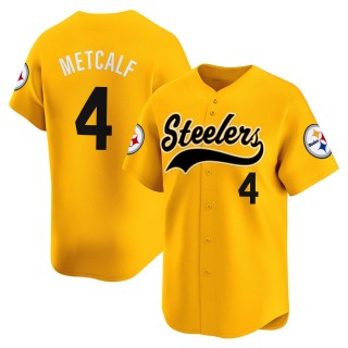 Men's Pittsburgh Steelers #4 DK Metcalf Gold 2025 Vapor Limited Stitched Baseball Jersey