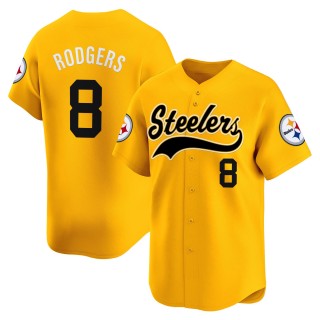 Men's Pittsburgh Steelers #8 Aaron Rodgers Gold 2025 Vapor Limited Stitched Baseball Jersey