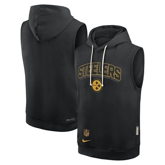 Men's Pittsburgh Steelers Black Sleeveless 2025 Nike Vapor Stitched NFL Hoodie
