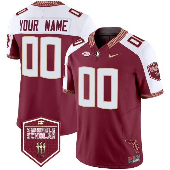 Florida State Seminoles Custom Garnet Alternate F.U.S.E. 2025 Seminole Scholar Patch Vapor Limited Stitched Football Jersey