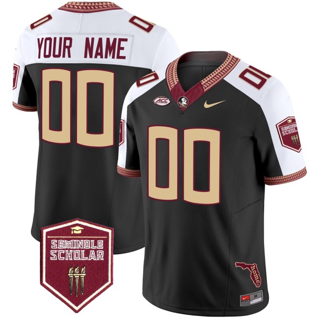 Florida State Seminoles Custom Black Alternate F.U.S.E. 2025 Seminole Scholar Patch Vapor Limited Stitched Football Jersey