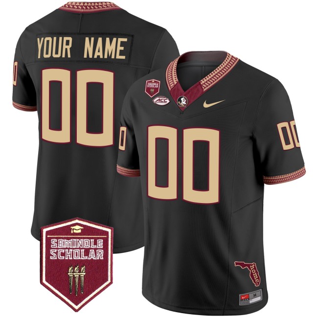 Florida State Seminoles Custom bWhite F.U.S.E. 2025 Seminole Scholar Patch Vapor Limited Stitched Football Jersey