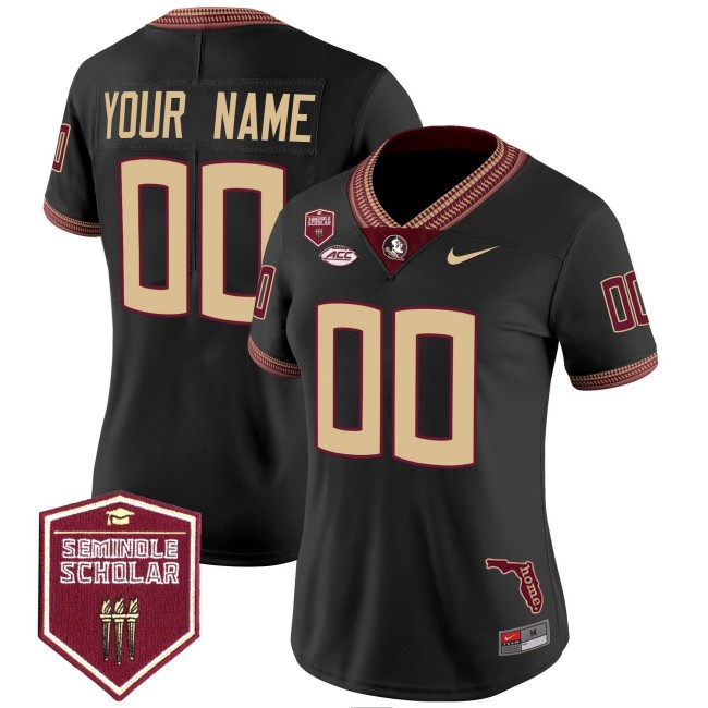 Women's Florida State Seminoles Custom bWhite 2025 Seminole Scholar Patch Vapor Limited Stitched Football Jersey