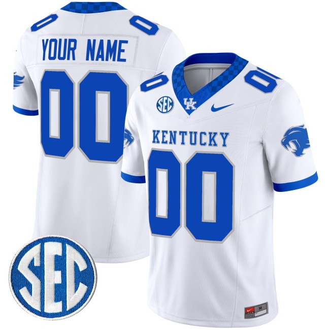 Kentucky Wildcats Custom White F.U.S.E. 2025 Nike Vapor Limited Stitched Football Jersey