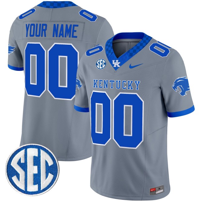 Kentucky Wildcats Custom Grey F.U.S.E. 2025 Nike Vapor Limited Stitched Football Jersey