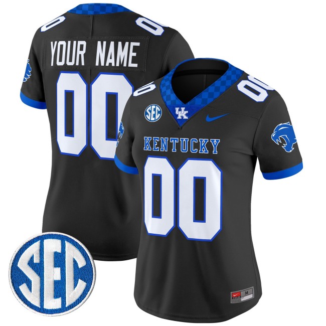 Women's Nike Kentucky Wildcats Custom Black 2025 Vapor Limited Stitched Football Jersey