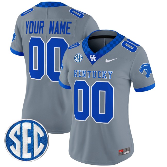 Women's Nike Kentucky Wildcats Custom Grey 2025 Vapor Limited Stitched Football Jersey