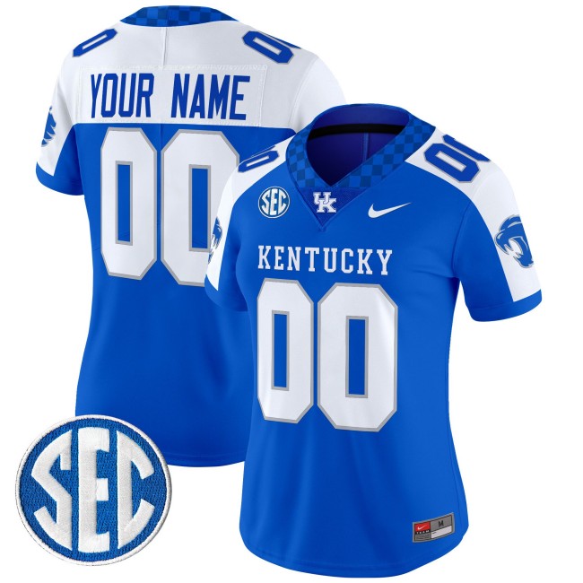 Women's Nike Kentucky Wildcats Custom Royal Alternate 2025 Vapor Limited Stitched Football Jersey