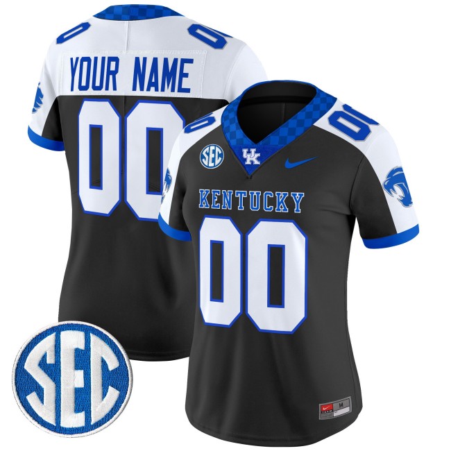 Women's Nike Kentucky Wildcats Custom Black Alternate 2025 Vapor Limited Stitched Football Jersey