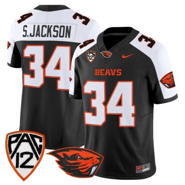 Men's Oregon State Beavers #34 Steven Jackson Black Alternate F.U.S.E. 2025 Vapor Limited Stitched Football Jersey